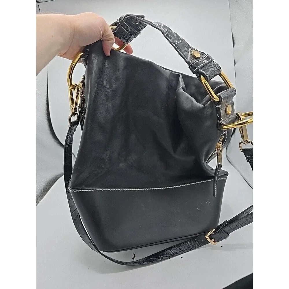 Zara Trafaluc Black Leather Shoulder Tote Satchel Hand Bag Purse‎ 11